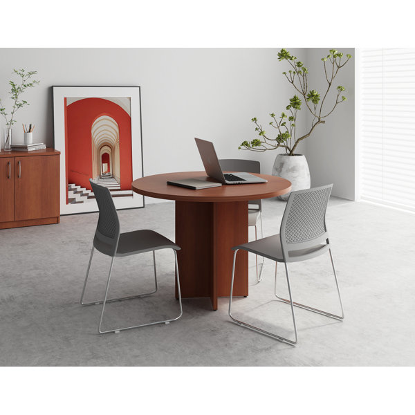 Friant Gitana Circular Meeting Table with Finished Underside, X Shape
